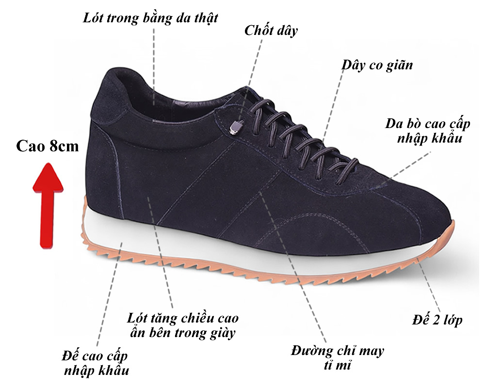 Giày cao 8cm da lộn 12
